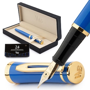 Wordsworth & Black Füllfederhalter-Set mit 6 Tintenpatronen, Nachfüllkonverter, Füllfederhalter-Etui, Werbegeschenken [mittlere Feder]