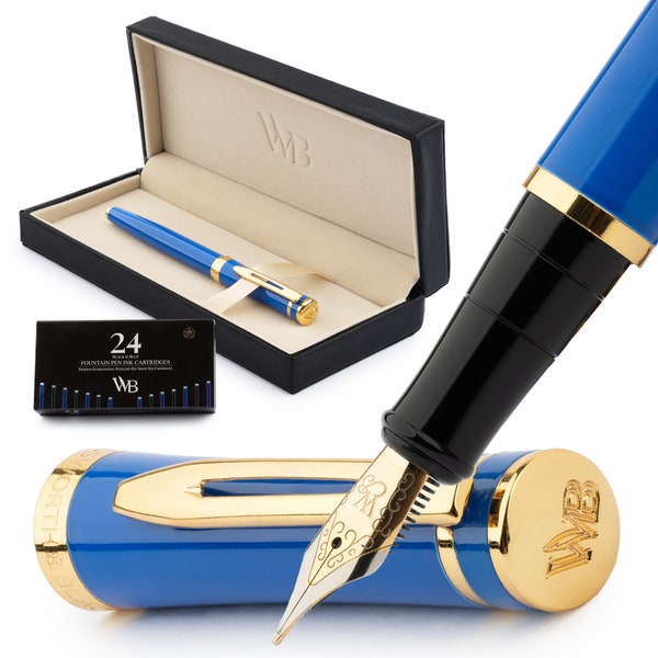 Wordsworth & Black Premium Fountain Pen Set Comes with 24 Ink Cartridges, Refill Converter, Fountain Pen Case, Corporate Gifts [Medium Nib]
