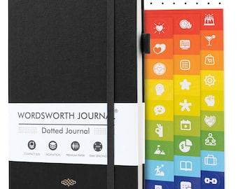 Wordsworth & Black A5 Bullet Dotted Journal 216 Dotted Pages, Hardcover Grid Dot Leather, 120 GSM Paper, Journaling Notebook for Work