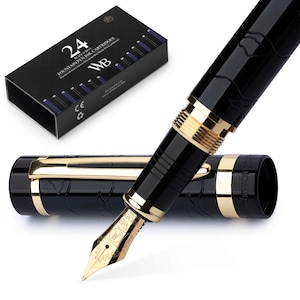 Wordsworth & Black Primori Füllfederhalter-Set mit 6 Tintenpatronen, Nachfüllkonverter, Füllfederhalter-Etui, Werbegeschenke[Mittlere Feder]