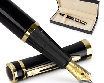 Wordsworth & Black Lot de 6 stylos plume premium avec 6 cartouches d'encre, convertisseur de recharge, étui pour stylo plume