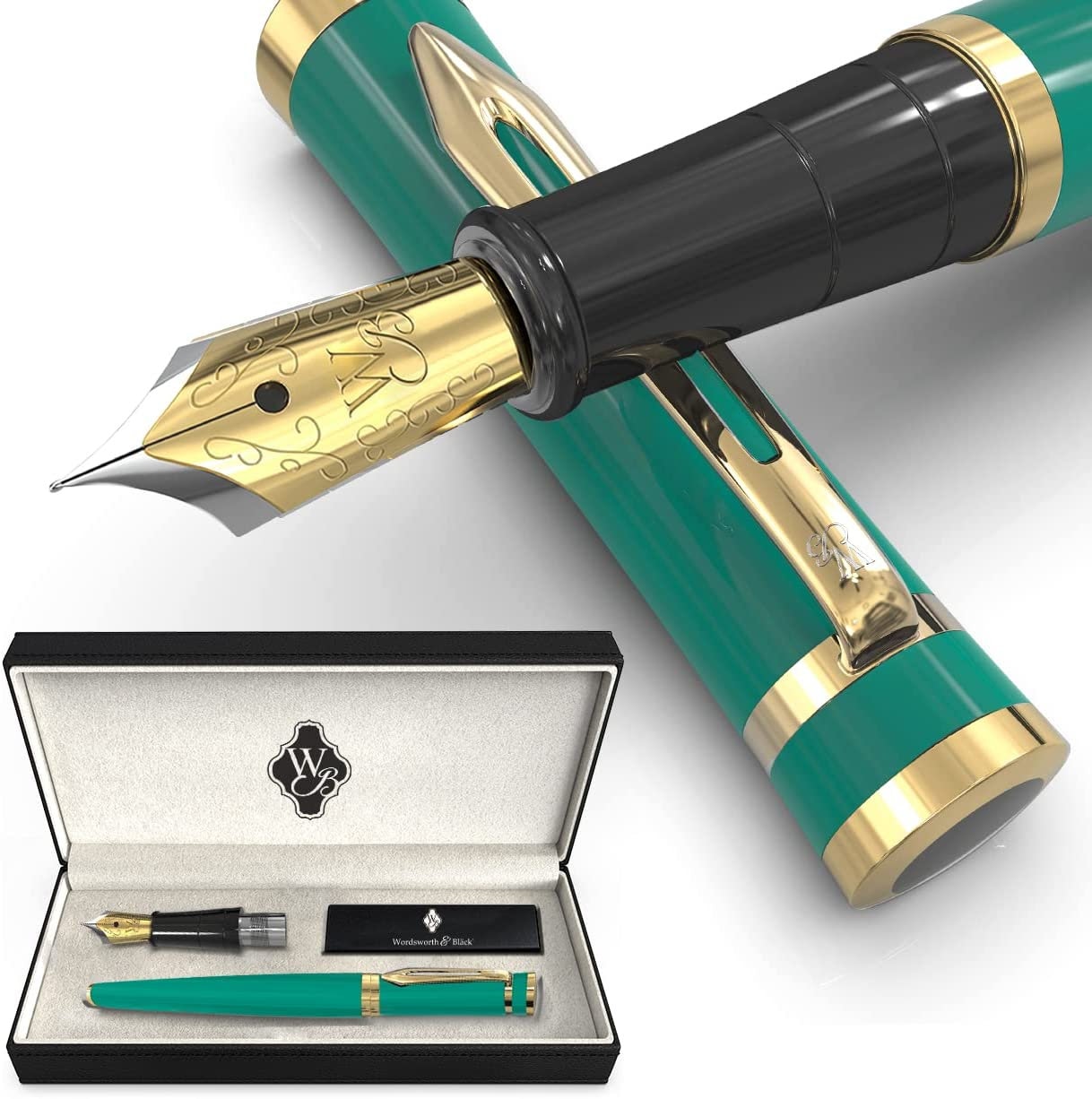 Wordsworth & Black Fountain Pen Set, 18K Gilded Medium and Extra