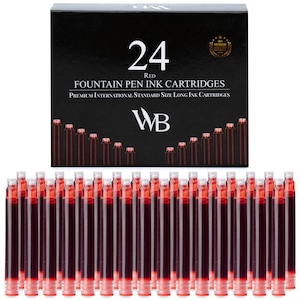 Wordsworth & Black Fountain Pen Ink Refills - SET of 24 Ink Cartridges - Short International Standard Size - Length Appr 3.75 CM