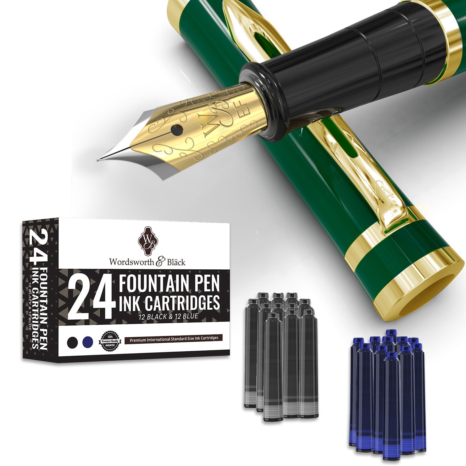 Wordsworth & Black Premium Fountain Pen Set Comes With 24 Ink