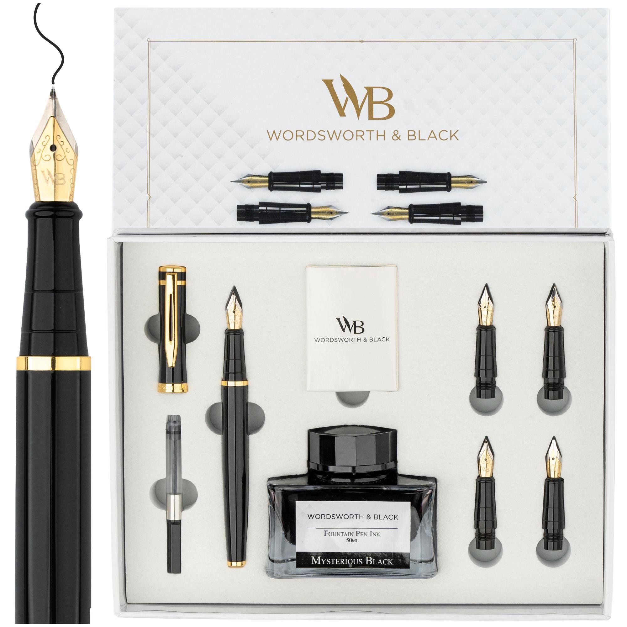 Jinhao Füllfederhalter der Serie 20 Press, Klavier schwarz, versenkbar mit dünner Feder und Tintenkonverter-Set (Silber Clip