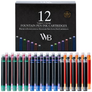 Wordsworth & Black Filler Ink Refills – SET mit 30 verschiedenen Farben, Tintenpatronen, Kalligrafietinten, internationale Standardgröße