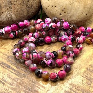 10mm Beads Shocking Exotic Pink Fire Agate Beads | Glass and Stone Beads | Round Colorful Beads For Jewelry Making