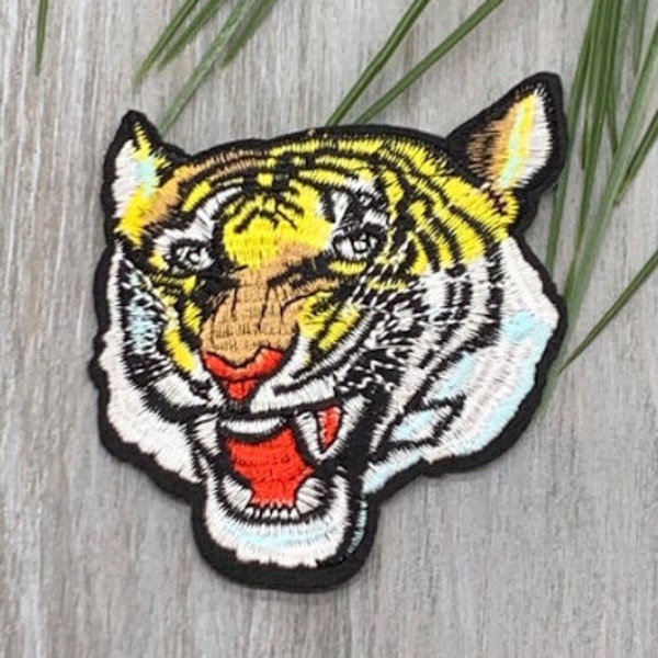 Tiger Head Embroidered Iron On Applique Patch, Tiger Patch for Coat, T-Shirt/Jeans, Decorative Iron onPop Culture Patches Designer Inspired