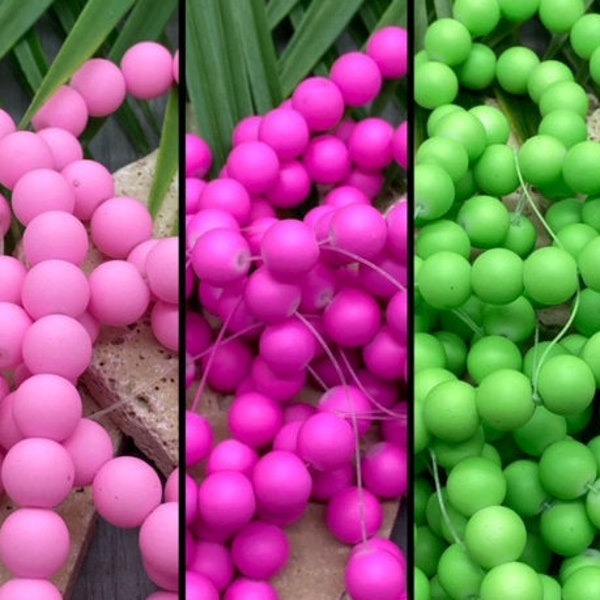 Pink and Green Gumball 10mm Beads Painted Beads | Pink and Green Glass Beads | Gumball Glass Beads for Crafting and Jewelry Making