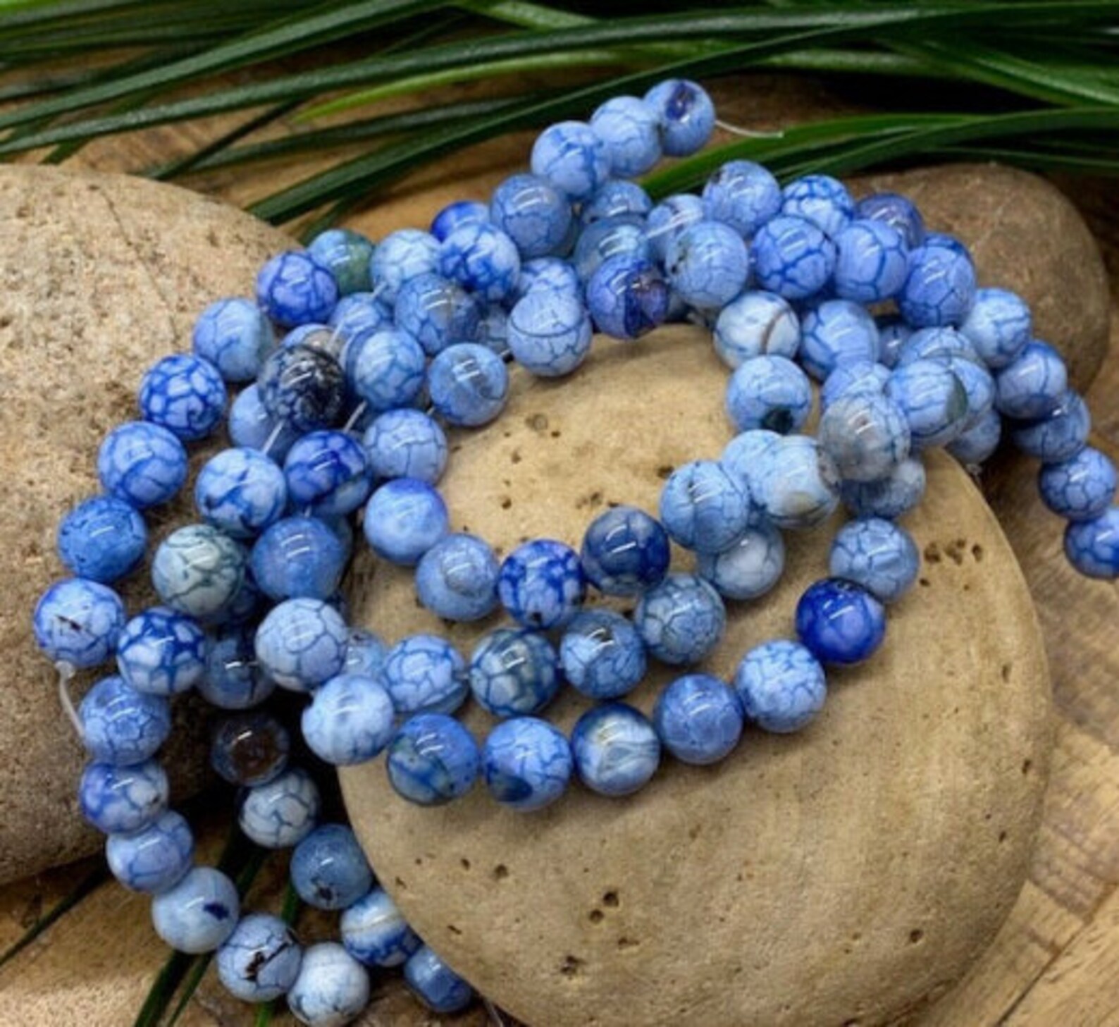 10mm Beads Exotic Blue Waters Agate Beads Glass and Stone Etsy
