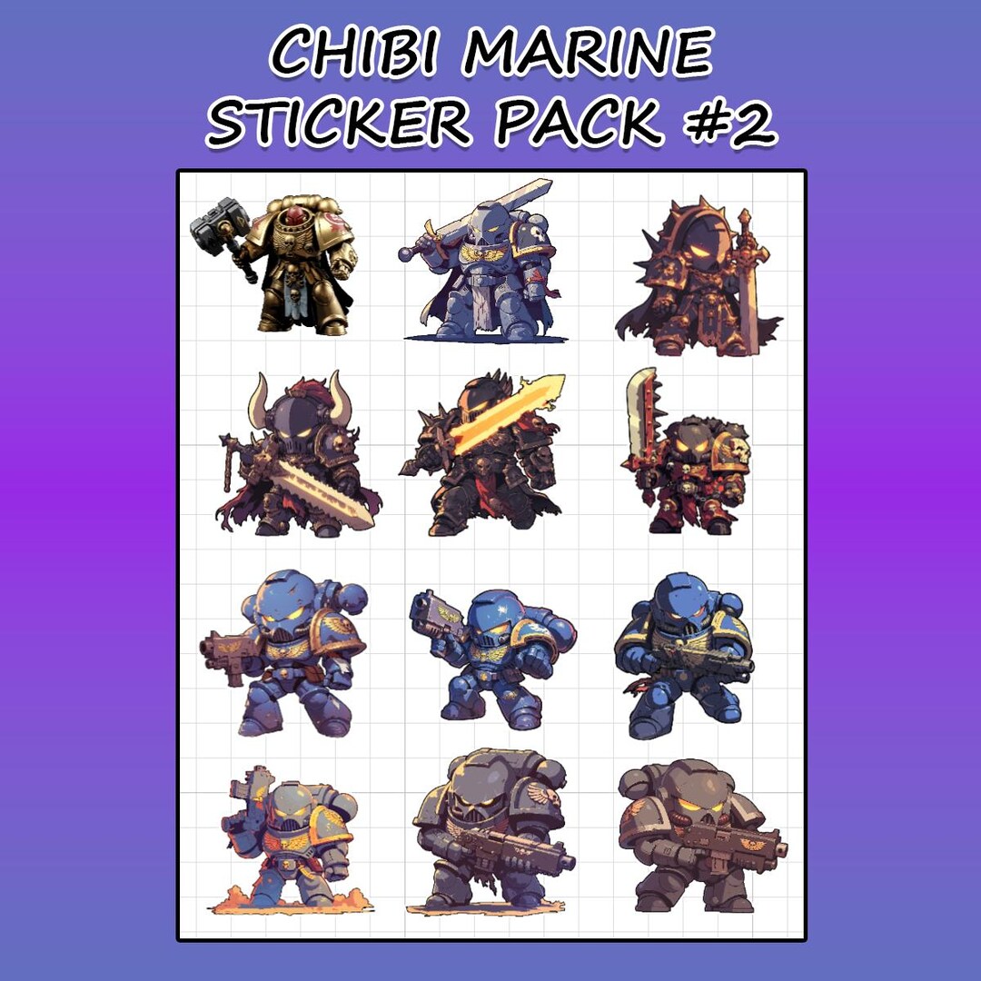 Chibi Marines Sticker MEGA PACK 2 Water Proof Vinyl Sticker for Water ...