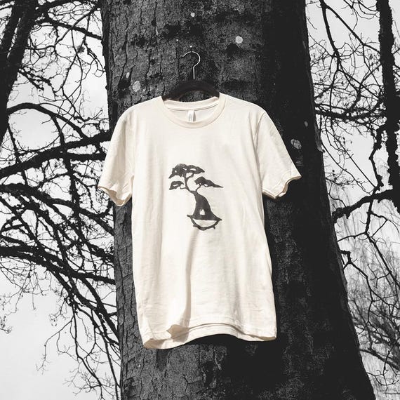 Bonsai T-Shirt: Hand-Printed Watercolor Design on Soft Cotton