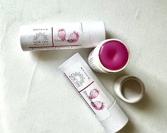strawberry | lip balm | organic | zero waste | soothe | protect