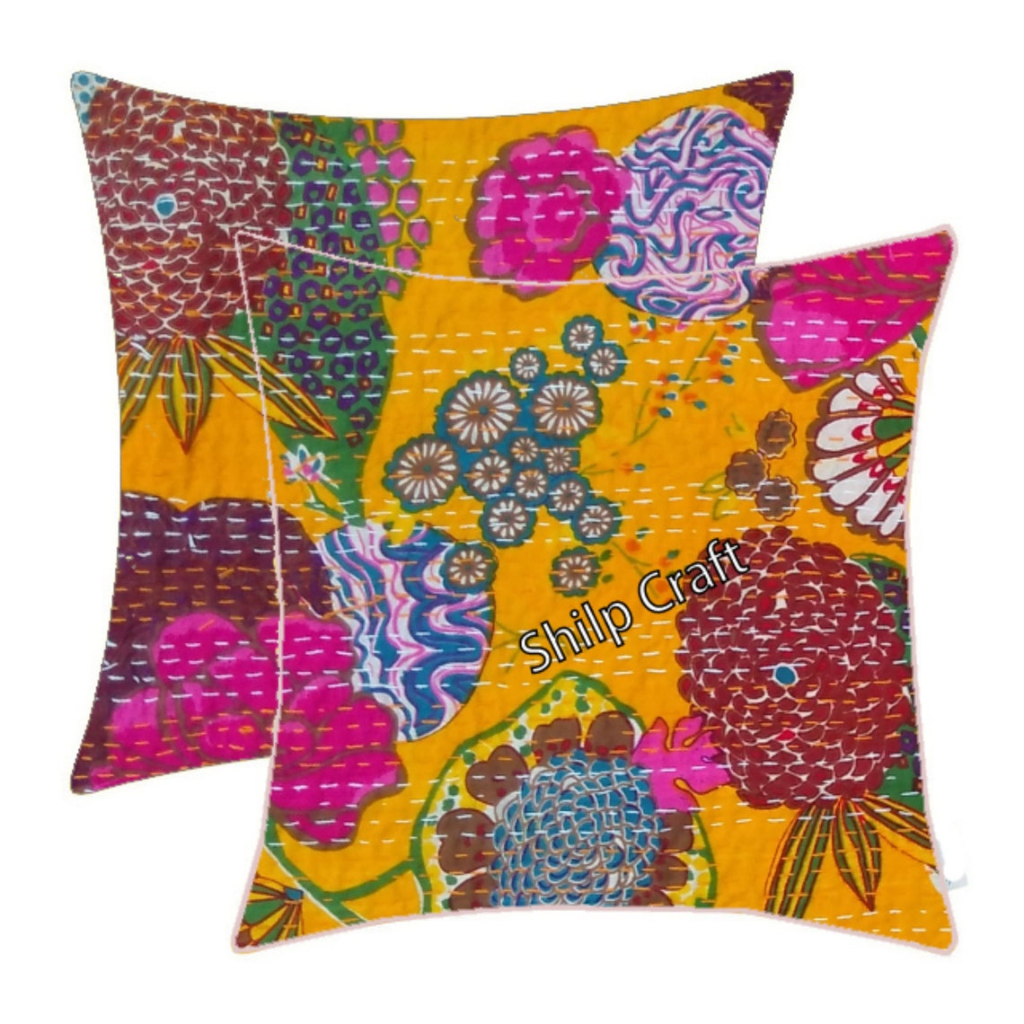 Handmade Vintage Style Retro Yellow Bohemian Throw Pillow Etsy