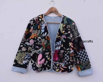 Patchwork bawełniany kwiatowy pikowane kurtki boho cygański styl zimowy vintage kurtka płaszcz boho dwustronna kantha kurtka dla kobiet dziewczyny prezenty