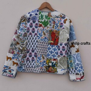 Patchworkowe pikowane kurtki bawełniane kwiatowe boho styl jesień zima kurtka płaszcz vintage boho pikowana dwustronna kantha kurtka dla kobiet zdjęcie 10