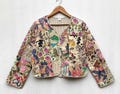 Floral Quilted Jackets Cotton green Bohemian Style Fall Winter Jacket Coat vintage Boho wedding Reversible kantha Jacket for Women patchwork product logo