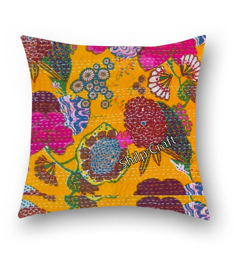 Handmade Vintage Style Retro Yellow Bohemian Throw Pillow Etsy