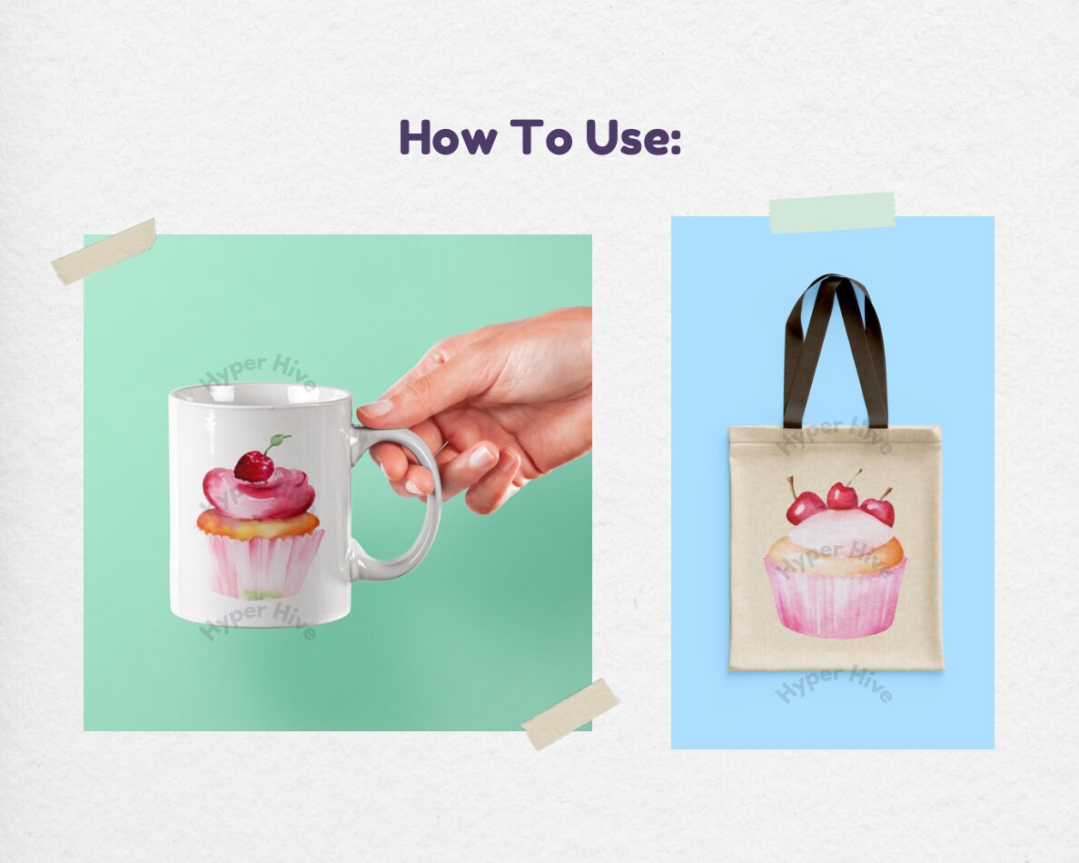 Watercolor Cupcakes Clipart Cupcake PNG instant Download PNG Digital ...