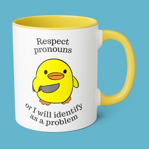 Respect Pronouns Mug, LGBTQ Mug, Trans, Gender Fluid Non-Binary Pride, Funny Ceramic LGBTQ Mug, Pride Mug, Pronouns Mug