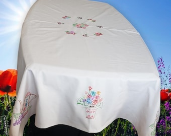 Authentic Rectangle Embroidered Cottagecore Tablecloth