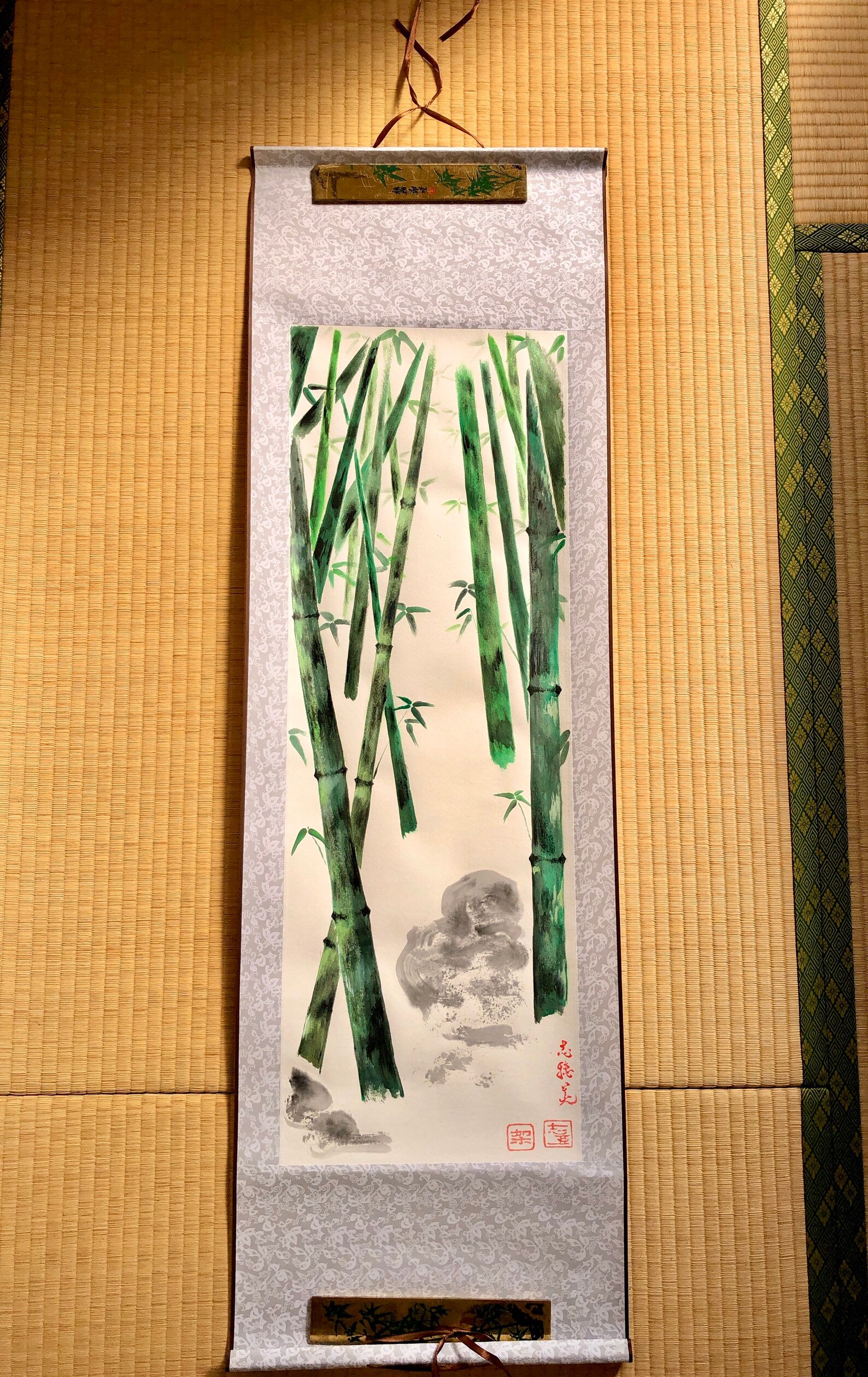 ZEN style Bamboo forest calligraphy painting hanging scroll Etsy
