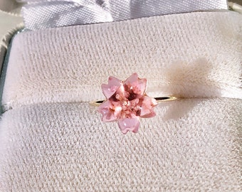 Amazing Sakura shaped cherry blossoms ring, Miniature 3D Sakura resin ring, Impressive gift for her, Sakura jewelry