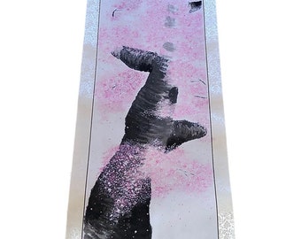Extra large gorgeous Sakura hanging scroll, Amazing extra long cherry blossoms wall decoration, Japanese ZEN hand painted calligraphy art,