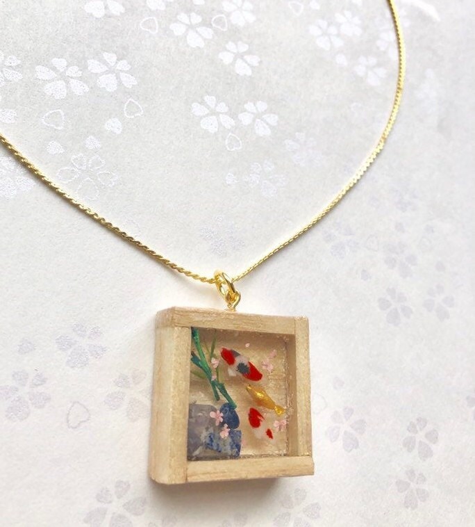 Caja de madera miniatura estilo japonés único Koi pescado | Etsy