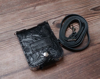 Shoulder Strap Fold Moto Razr 60 Ultra Moto razr+ 2024,razr 2024,Razr 50 Ultra,Razr40 Ultra Leather Wallet Case Hand Stitched Black 6CCMF01