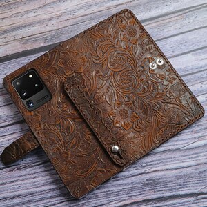 Embossed leather phone case Galaxy S26 Ultra Galaxy S26 Galaxy S26+ Case Wallet Men Women Personalized 6ASSS03 image 3