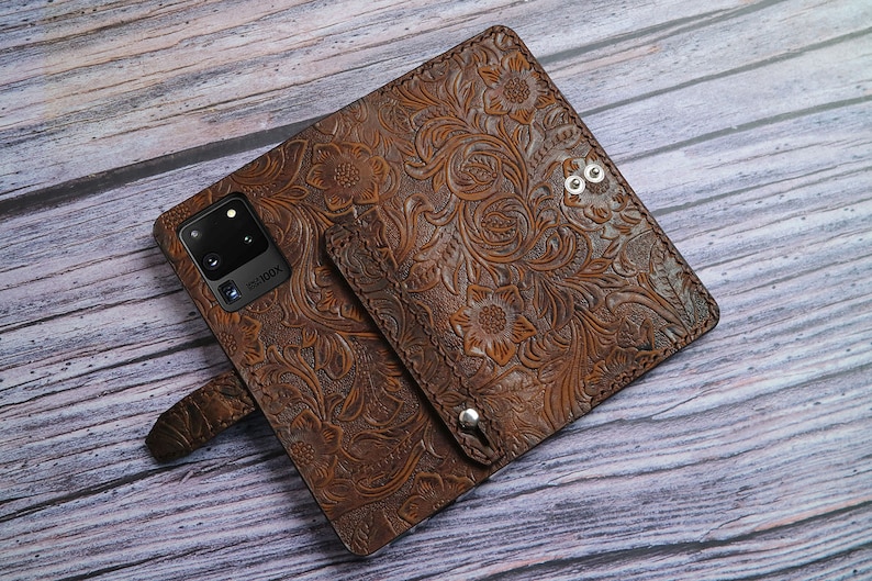 Embossed leather phone case Galaxy S26 Ultra Galaxy S26 Galaxy S26+ Case Wallet Men Women Personalized 6ASSS03 image 3