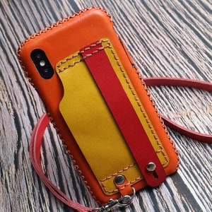 Custodia in pelle per iPhone 16e/15 Pro Max/15 Plus/14 Pro max 13/13 Pro Max/13 Mini/12/12 Pro Max/14 Plus Portafoglio fatto a mano Corda da collo in pelle classica