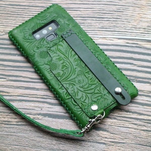 Capa de couro Samsung Galaxy S25 Ultra S24 S23 FE S23 Ultra S22+ Padrão em relevo, corda de mão, cartões, capa de couro para homem ou mulher, capa tipo carteira