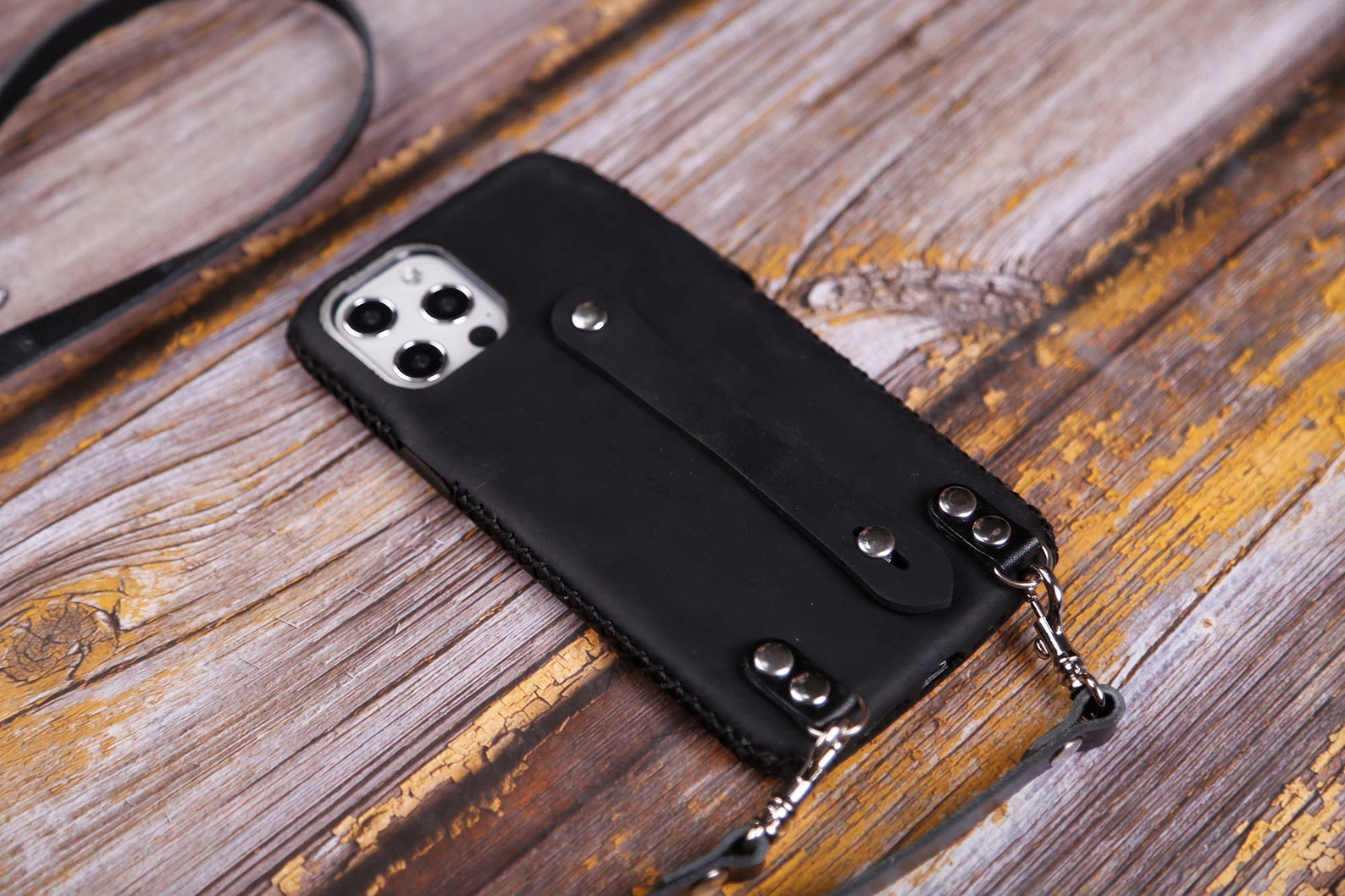 Crossbody strap Leather case with Hand Holder iPhone 12 Pro Etsy