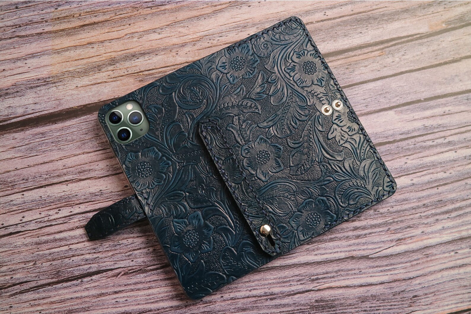 Custom Embossed Leather Iphone 11 Pro Max Wallet Case 12 Etsy