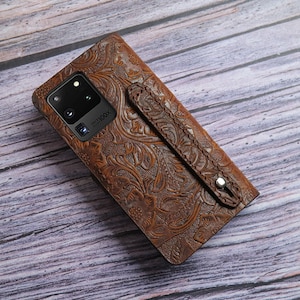 Capa Flip com Porta-Cartão Samsung Galaxy S25 Ultra S25+ S24 FE S24 Ultra S23 FE S23 Ultra Carteira Capa Couro Em Relevo Nome Inicial Ferramentas