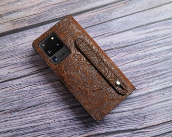 Flip Cover with Card Holder Samsung Galaxy S25 Ultra S25+ S24 FE S24 Ultra S23 FE S23 Ultra Wallet Case Embossed Leather Tooled 6ASSS03