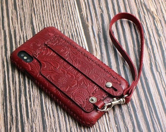 iPhone 17 Pro Max, 17 Pro, 17, 17e, Air Leather Case Wallet, Free Custom Man or Woman Initial, Tooled Cover 6BPIF02