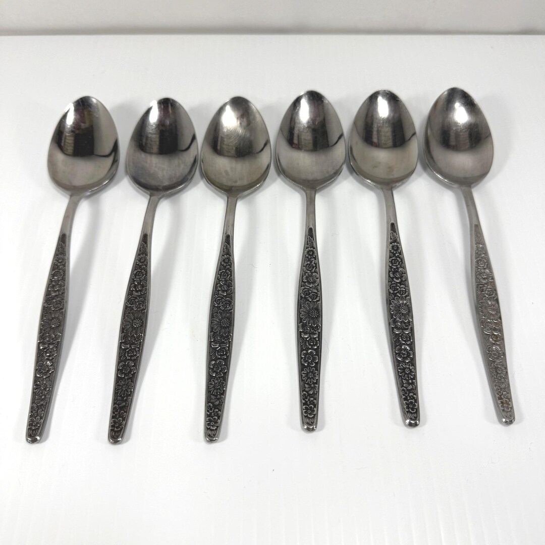 6 Vintage Interpur Jardinera Flower Daisy Flatware Dinner Spoon Set ...