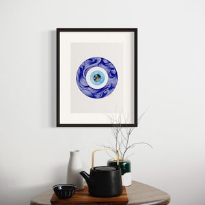 Nazar Symbol | Evil Eye Protection | Abstract Fine Line Art | Fine Line Drawing | 5x7 Art Print | Handdrawn Art