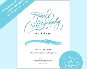 Faux Kalligraphie Arbeitsheft | Lettering Übungsblätter (Digitaler Download)