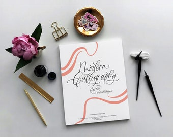 Modern Calligraphy PDF Worksheets | Pointed Pen Calligraphy Practice Worksheets PDF | Lettering Worksheets PDF | Traceable Worksheets