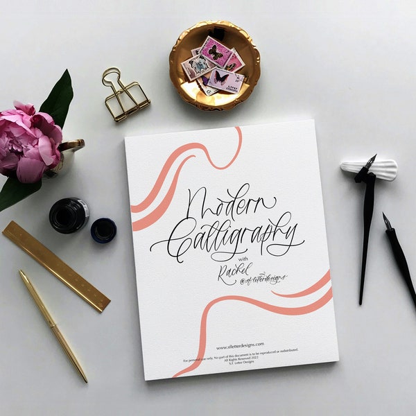 Modern Calligraphy PDF Worksheets | Pointed Pen Calligraphy Practice Worksheets PDF | Lettering Worksheets PDF | Traceable Worksheets