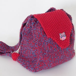 Cute hand knitted backpack for a child