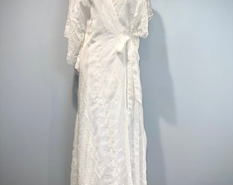 Handmade asymmetrical sleeve wrap maxi dress with open back