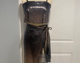 Handmade 2-piece ombré sequin skirt & top set