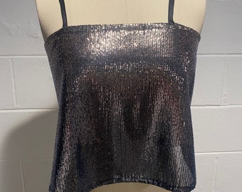 Handmade cropped ombré sequin tank top