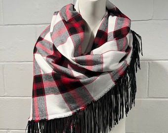Red and black plaid scarf