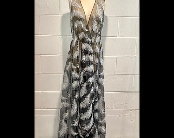 Handmade Feather Mesh Maxi Dress